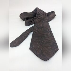 Perry Ellis Chocolate brown paisley tie [T1]